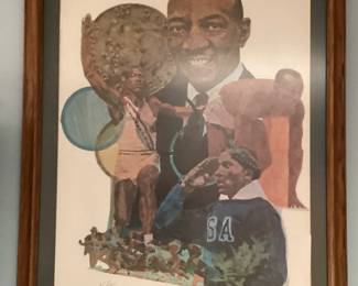 OLYMPIAN JESSE OWENS SIGNED FRAMED PRINT