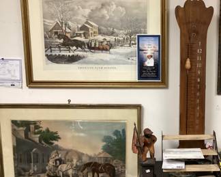 AMERICAN FARM SCENES #4 WINTER 1853 CURRIER & IVES LITHO, PREPARING FOR MARKET, HOROLOVAR CO. HICKORY DICKORY DOCK CLOCK