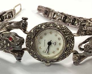 VINTAGE STERLING SILVER LEOPARD/PANTHER WATCH WITH RUBY EYES