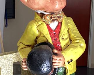 VINTAGE CHALKWARE LAUREL SCULPTURE, LAUREL & HARDY, 30"