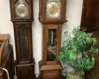 GRANDFATHER CLOCKS, SILK PLANT, GRAND CENTRAL STATION SIGN,
