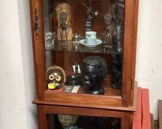 BLACK AMERICANA DOLLS, AFRICAN BUST, CARVED SCULPTURES, AFRICAN MEDICINE MAN AND DRUM FIGURES