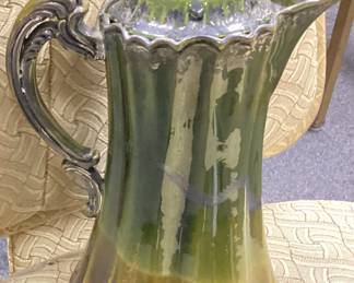 VTG. MAJOLICA TEAL, BLUE, GREEN PITCHER