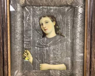 ANTIQUE TEXTURED ART, FRAMED