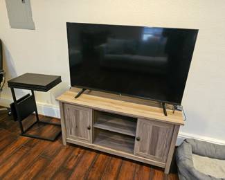 entertainment stand and television 
