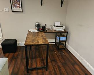 desk, HP printer