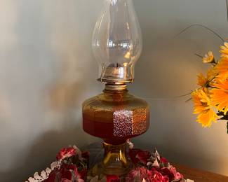 Vintage Amber Glass Lantern
