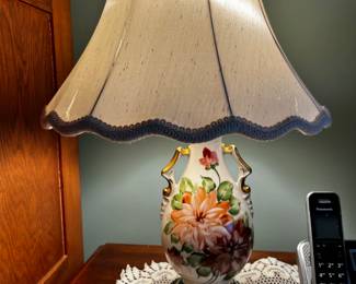 Beautiful Floral Gilded Table Lamp signed Almo
