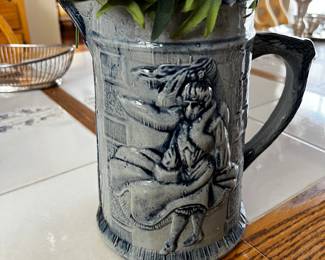 Blue and Gray Pitcher-Stoneware Windy City and Fannie Flag