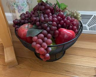 Black Wire Basket with Faux Fruit