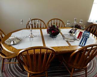 Oak and Ceramic Dining Table