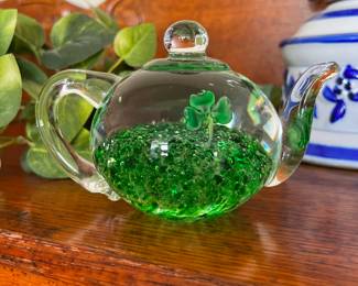 Glass Shamrock Teapot 