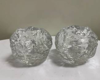 (2pc) Kosta Boda Snowball Votives | Kosta Boda "Snowball" crystal votive candleholders. - h. 3 in

