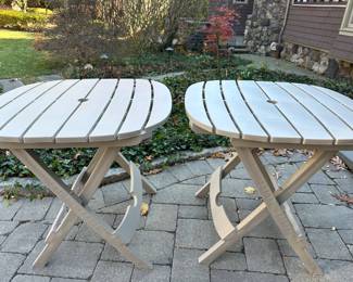 (2pc) Outdoor Tables | Plastic outdoor folding tables. - h. 29 x w. 28 x d. 26 in