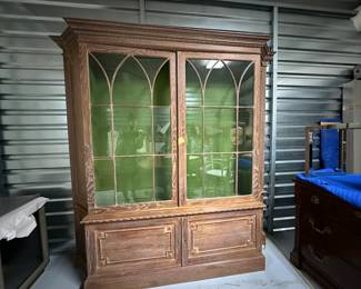 Rustic Glass Front China Cabinet | Lower: h. 25.5 in. x w. 83 in. x d. 15 in. Upper: h. 60.5 in. x w. 83 in. x d. 13 in. 