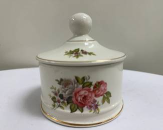 James Kent Lidded Jar | James Kent Ceramics, Old Foley Staffordshire lidded jar in "Harmony Rose" pattern. - h. 5 x w. 4 in

