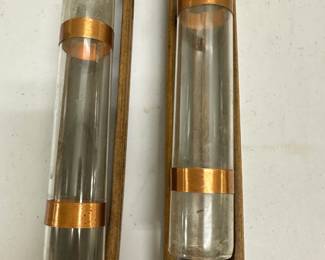 Shuttle Vases | Antique wooden weaving shuttles repurposed as vases. - h. 16 x w. 2 in
