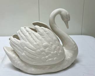 Goebel Swan-Shaped Planter | Vintage (1969) large Goebel swan-shaped planter (Made in Germany) - h. 9.5 x w. 12 x d. 8 in
