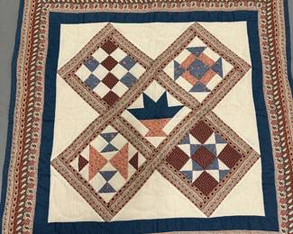 Hanging Quilt | Small handmade hanging quilt. - h. 35 x w. 32 in (with tab)