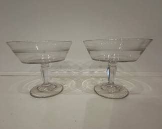 (2pc) Oversized Glass Compotes | Oversized clear glass compote glasses. - h. 6 x dia. 7 in

