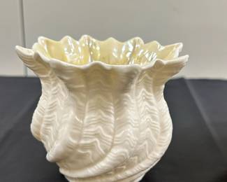 (2pc) Belleek Vase & Lenox Dish | Belleeck "Neptune" vase: h. 3 in. Lenox fluted, footed dish:dia. 6.75 in. x h. 2.25 in.
