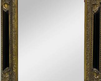 Gilded Mirror | Black and gold gilded mirror with hook to hang either way (but horizontal is stronger) - h. 28 x w. 23 in (frame)