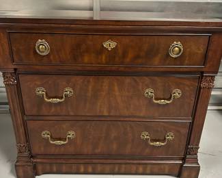 Drexel Three-Drawer Chest | Drexel three-drawer chest with gold hardware. - h. 34 x w. 40 x d. 20 in

