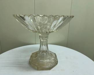 Art Deco Pedestal Bowl | Colored glass art deco pedestal bowl. - h. 10 x w. 11 in