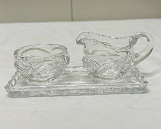 (3pc) Crystal Cream And Sugar Set | h. 3 x w. 7 in
