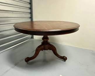 Round Kitchen Table | Large round wooden kitchen table on caster wheels. - h. 30 x dia. 47.5 in
