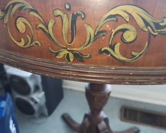 Qty 2 vintage painted drum table