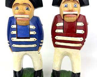 #160 • Two Russian Soldier Nutcrackers - Hand Carved & Painted
