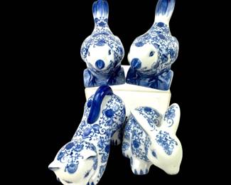 #115 • Bombay Company Chinoiserie Blue & White Porcelain Animal Collection
