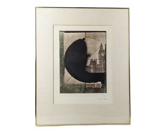 #105 • Joseph Cornell: Untitled (Derby Hat / Big Ben) L.E. Heliogravure # 86/125 Framed
