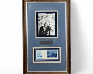 #154 • Marc Chagall: Signed 1967 Souvenir First Day Stamps Sheet Framed with Artist Photo
