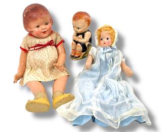 #100 • 3 Vintage Dolls - Patsy Ann, Sweet Kid, Paper Mache Baby
