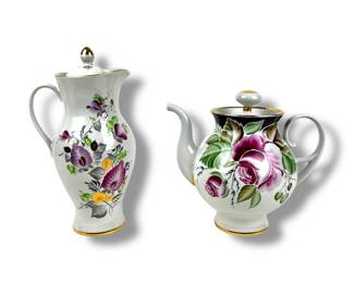 #185 • Lomonosov Floral Pitcher and Teapot
