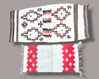 #98 • Two Vintage Mexican Saltillo Sarape Woven Runners
