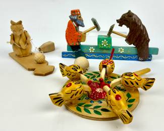 #180 • Russian Vintage Wood Carved Toys
