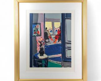 #155 • Marcel Mouly: Large "Interieur a la Lumiere Mauve" 2004 LE Lithograph #42/300, Framed
