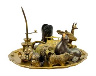 #78 • Collection of Brass Miniatures with Brass Tray
