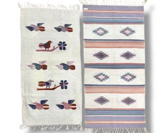 #99 • Two Vintage Mexican Saltillo Sarape Woven Runners
