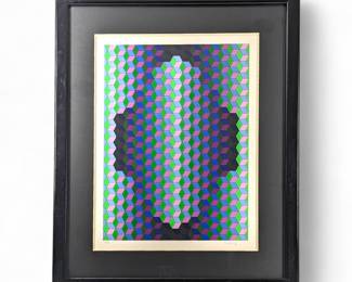 #153 • Victor Vasarely: "Kedd" 1984 Signed LE Lithograph #29/250, Framed
