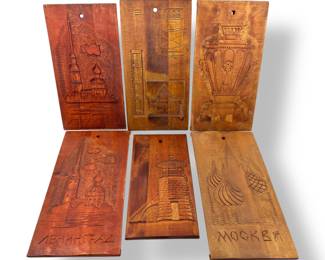 #196 • 6 Hand Crafted Wooden Wall Hangings - Russia
