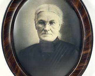 #58 • Early 1900's Oval Tiger Wood Convex Framed Photo
