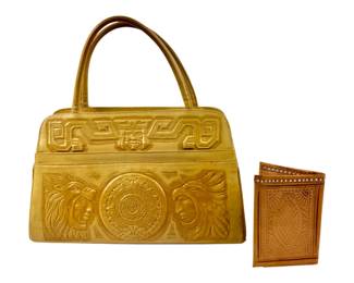#90 • Vintage Mexican Tooled Leather Handbag and Wallet
