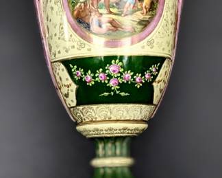 #150 • Antique Royal Vienna Style Porcelain Covered Potiche, Lucite Stand
