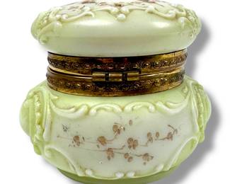 #61 • Late 1800's Wave Crest Art Glass Dresser Box
