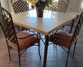 Stone top table & 4 chairs