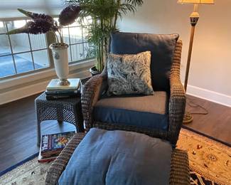 Wicker chair & ottoman